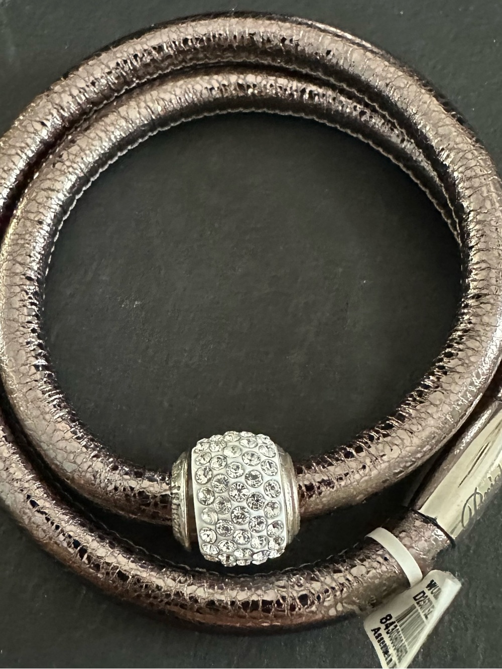 Brighton Pair of Gold and Silver Woodstock Metallic Leather Wrapped Bracelets - Picture 4 of 8